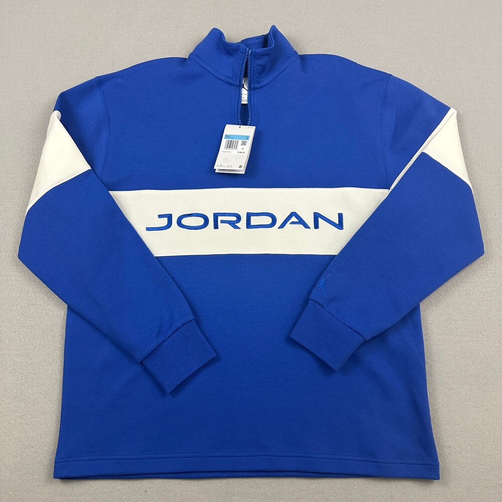 Jordan Sweater Men Medium Blue Golf Dri-FIT 1/4 Zip Spell Out Pullover M